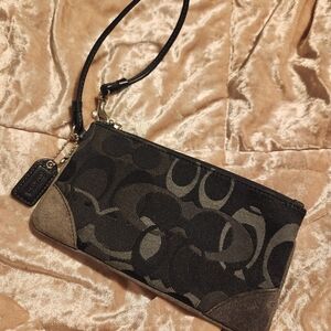 Coach Grey And Black Wristlet